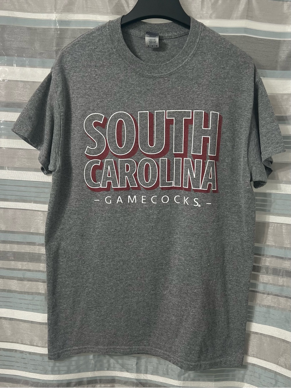 South Carolina Gamecocks Gray Tee with Garnet Accent - College Fan Shirt
